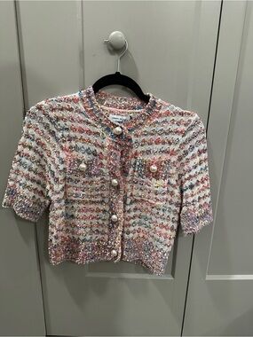 Urban Revivo Chunky Pearl-Button Short Sleeve Cardigan - Multicolor